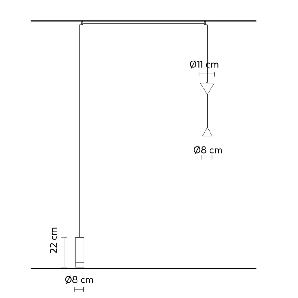 Stehlampe aus schwarzem Aluminium und minimalistischem Doppelkegel-Design - Mercado Viadurini