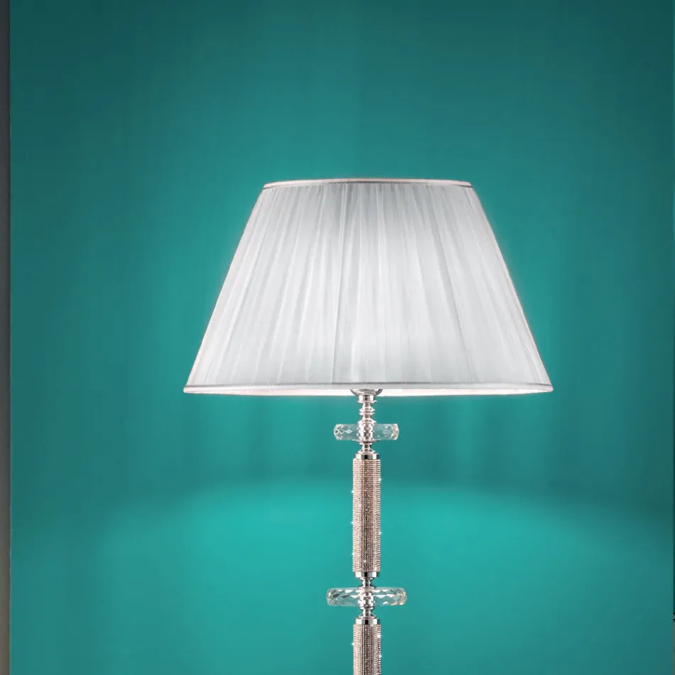Klassische Design-Stehlampe aus Chrom, Kristall und glänzendem Metall - Sisifo Viadurini