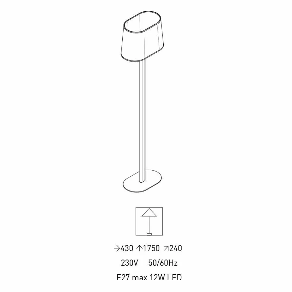 Modernes Design Stehleuchte aus Metall mit Stoff Lampenschirm Made in Italy - Jump Viadurini