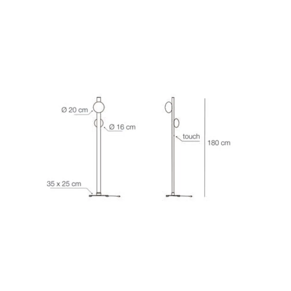 Alma Stehlampe aus Aluminium und weißem mundgeblasenem Glas Viadurini