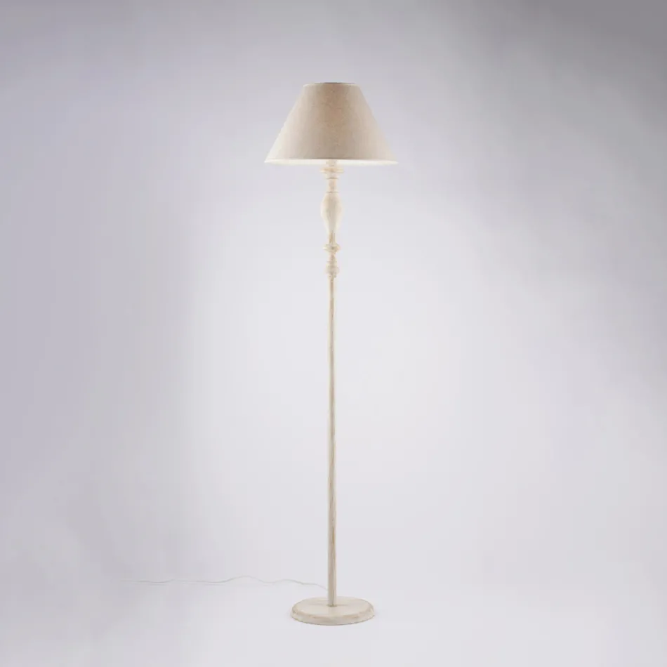 Stehlampe und Lampenschirm aus Holz und Eisen, hergestellt in Italien für die Inneneinrichtung - Toskana Viadurini