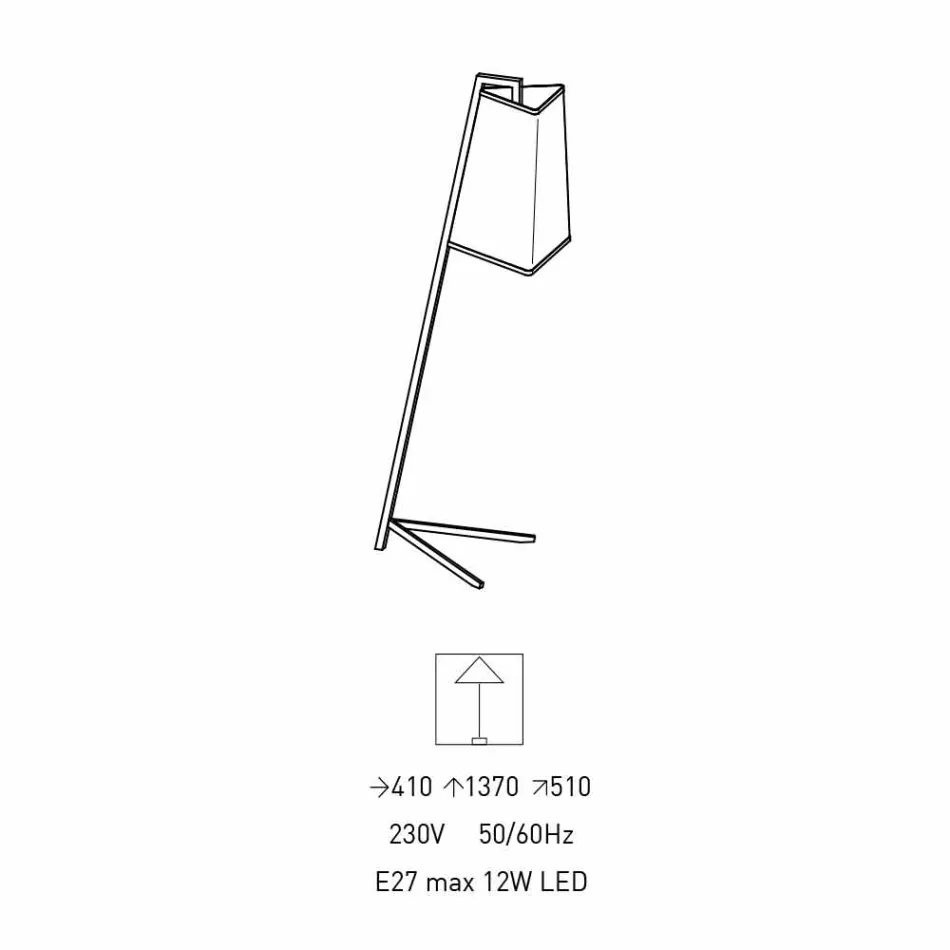 Metall Stehlampe mit modernem Lampenschirm aus weißer Baumwolle Made in Italy - Barton Viadurini