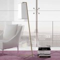 Metall Stehlampe mit modernem Lampenschirm aus weißer Baumwolle Made in Italy - Barton
