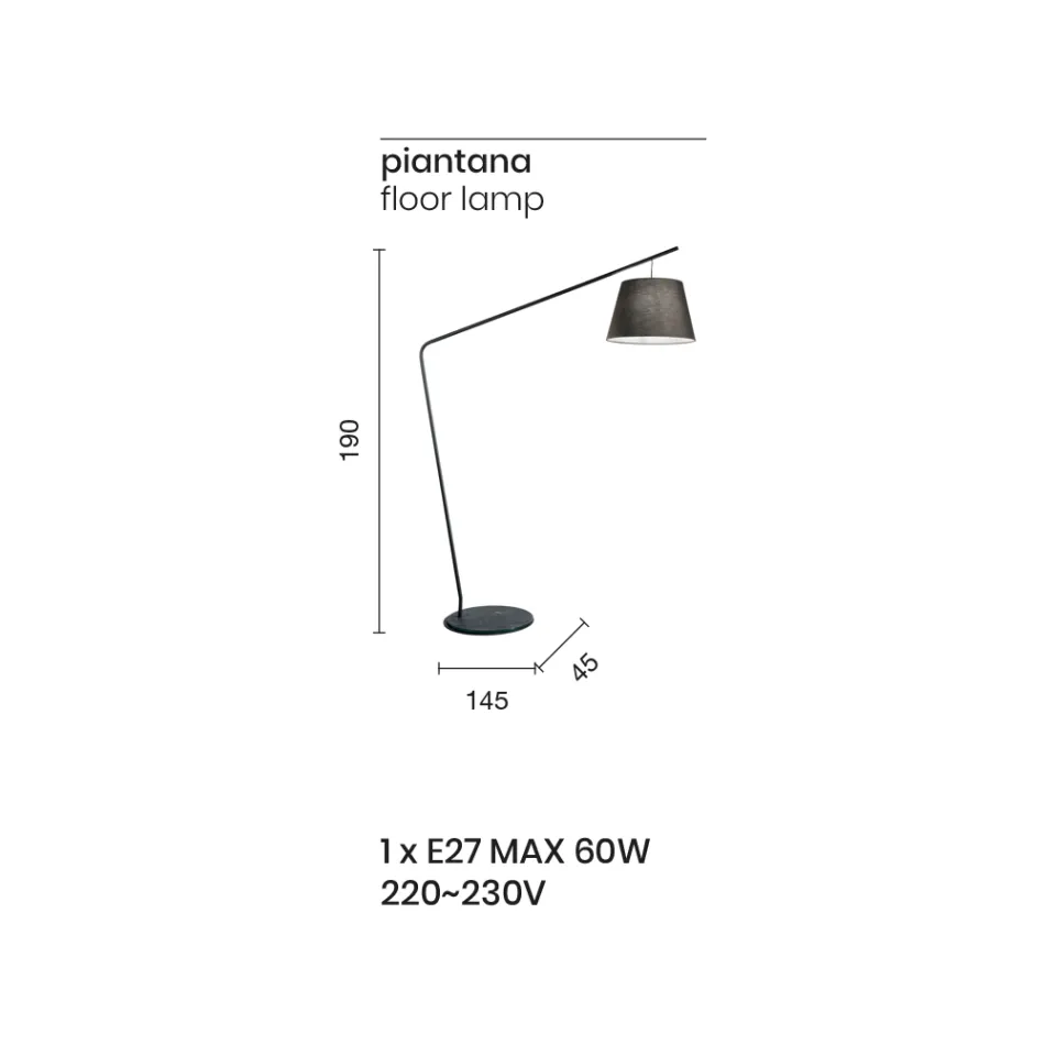 Stehlampe aus Metall mit PVC-Schirm mit Stoff bezogen - Adriana Viadurini