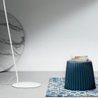 Stehlampe aus Metall mit PVC-Schirm mit Stoff bezogen - Adriana Viadurini