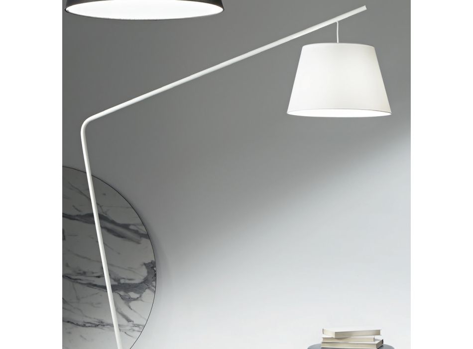 Stehlampe aus Metall mit PVC-Schirm mit Stoff bezogen - Adriana Viadurini