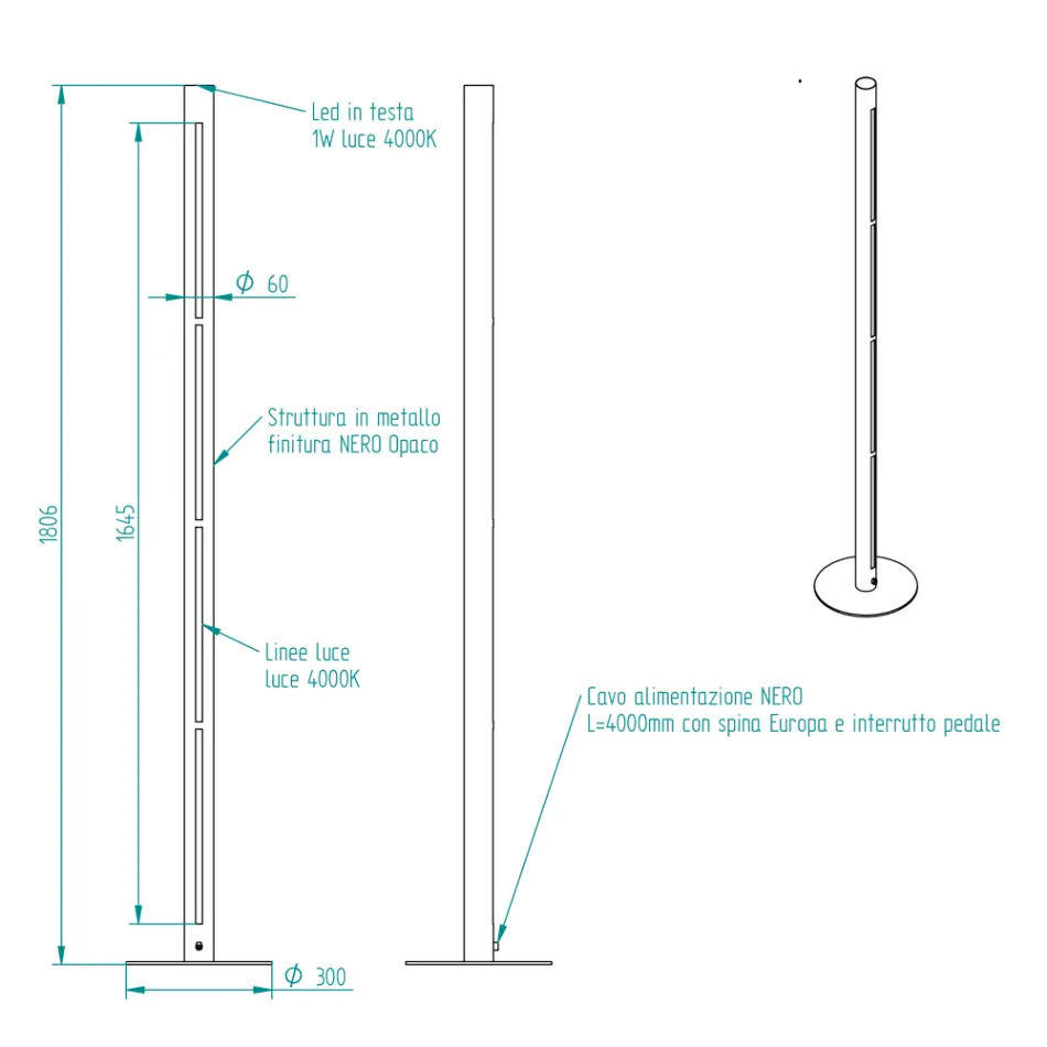 Moderne Stehlampe aus Metall mit doppelter Beleuchtung Made in Italy - Roman Viadurini