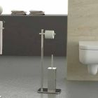 Modernes Design Eisenständer für Toilettenbürste und -rolle Hergestellt in Italien - Cali Viadurini