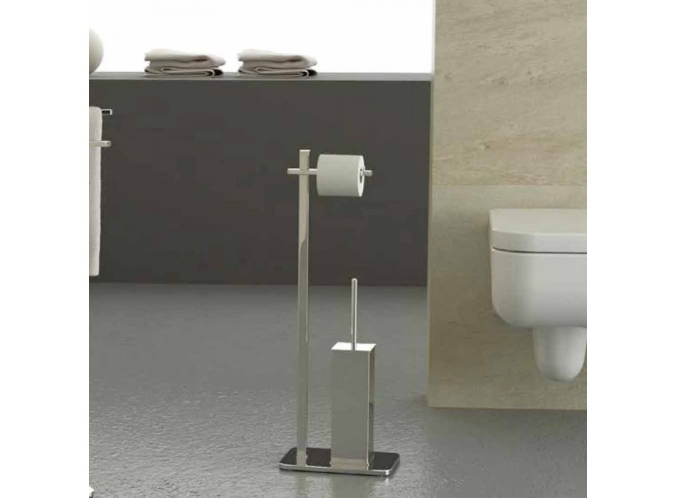 Modernes Design Eisenständer für Toilettenbürste und -rolle Hergestellt in Italien - Cali Viadurini
