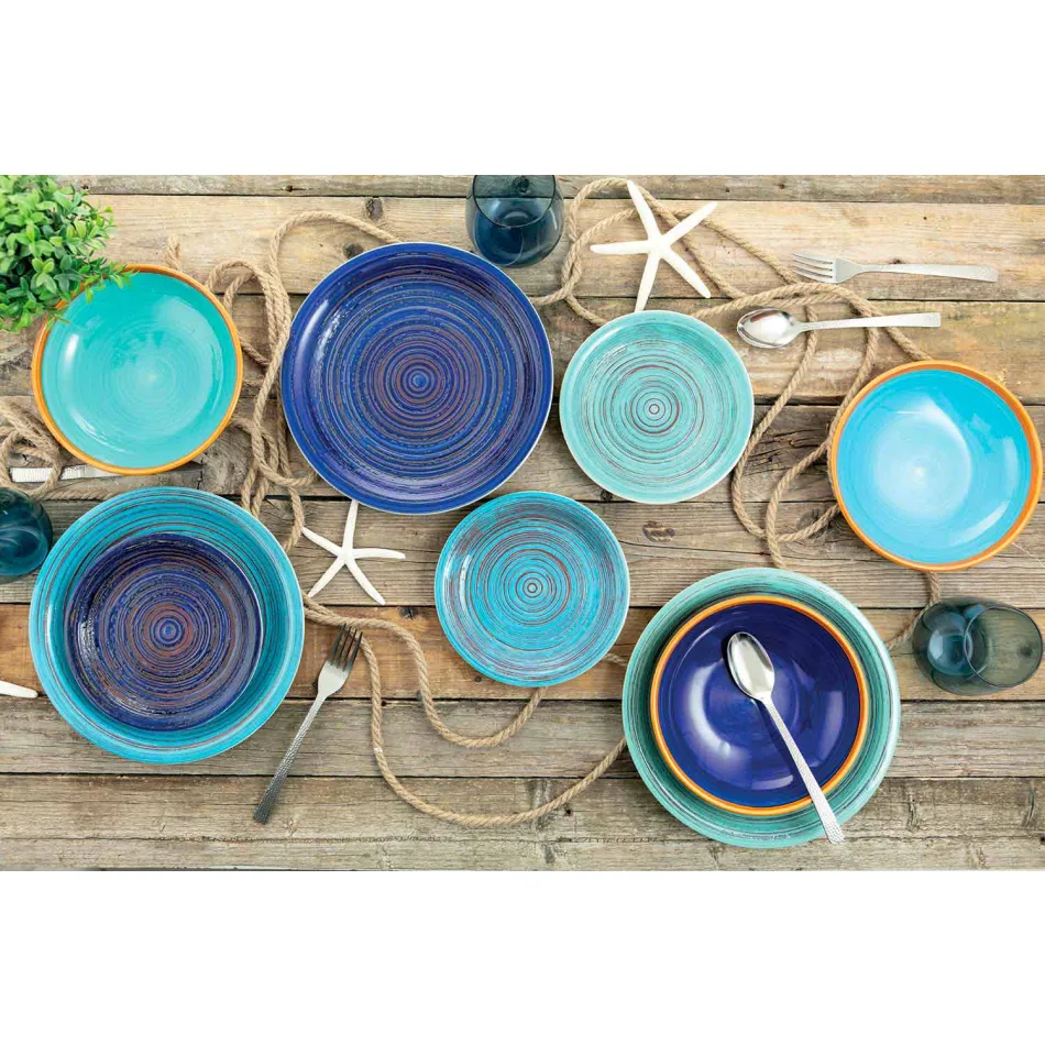 Farbige und moderne Teller 18 Stück in Steinzeug Kompletter Tischservice - Egadi Viadurini