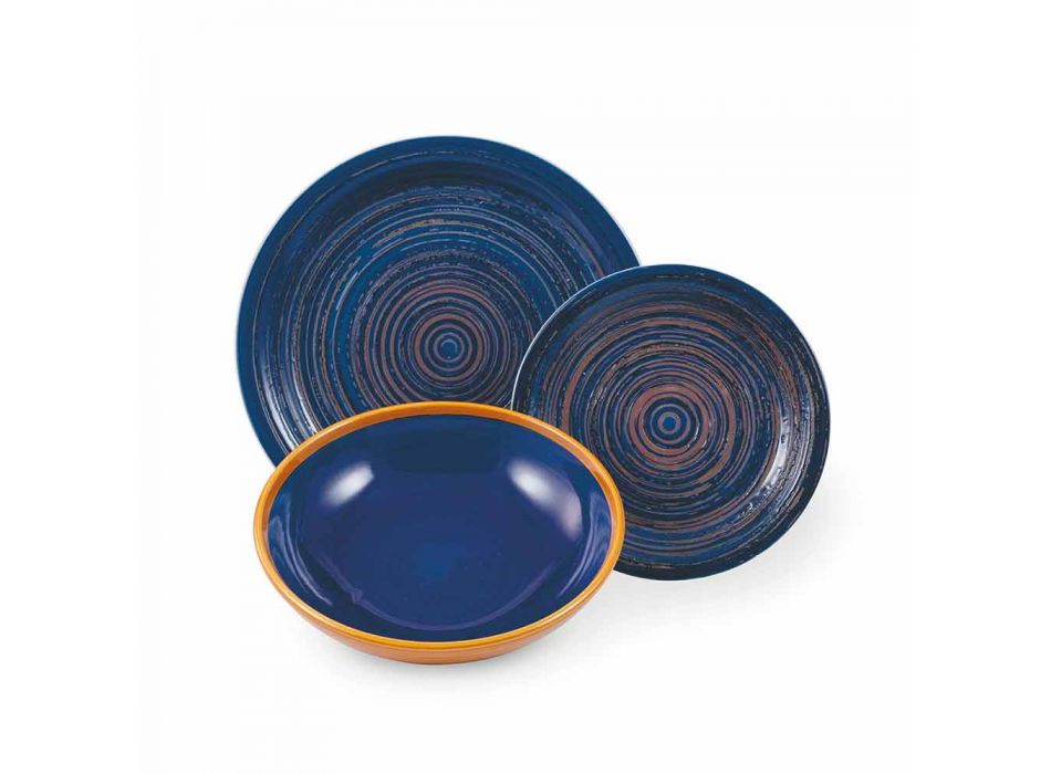 Farbige und moderne Teller 18 Stück in Steinzeug Kompletter Tischservice - Egadi Viadurini