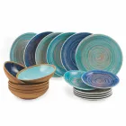 Farbige und moderne Teller 18 Stück in Steinzeug Kompletter Tischservice - Egadi Viadurini