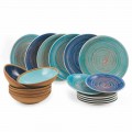 Farbige und moderne Teller 18 Stück in Steinzeug Kompletter Tischservice - Egadi