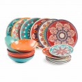 Ethnische Gerichte 18 Stück farbiger Tischservice aus Porzellan und Steinzeug - Persien
