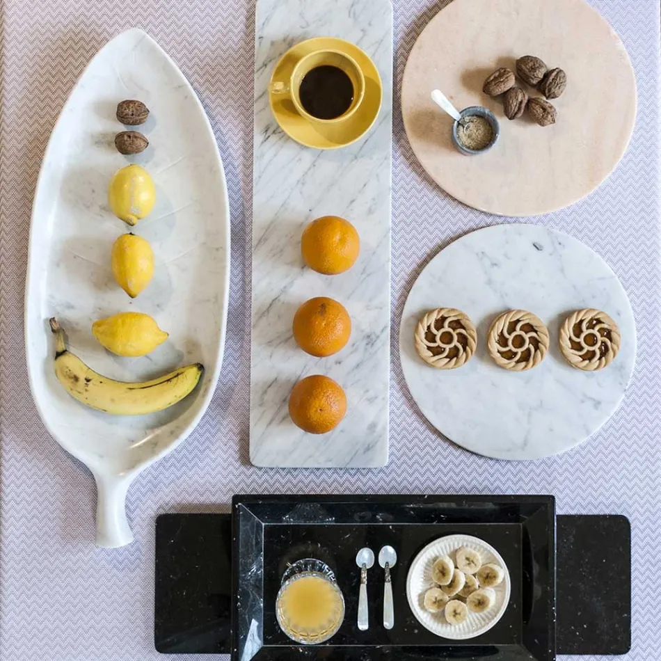 Runder Käseteller aus weißem oder schwarzem Marmor Made in Italy - Kirby Viadurini