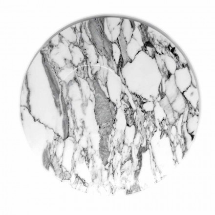 Runder Servierteller aus weißem Carrara-Marmor Made in Italy - Kamil Viadurini