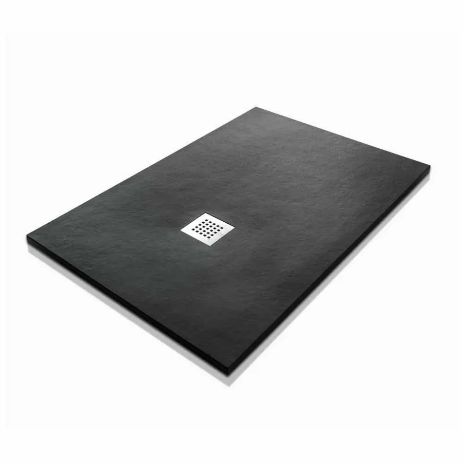 120x90 Duschwanne aus Stein-Effekt-Harz mit Stahlgitter - Domio Viadurini