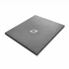 Moderne Duschwanne 90x80 in Harz-Effekt Stein und Stahl - Domio Viadurini