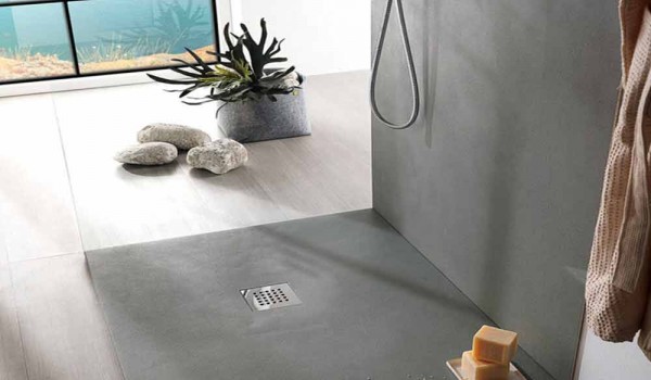 Moderne quadratische Duschwanne aus Harz mit Stahlgitter