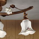 Artisan 3-Licht-Deckenlampe aus Keramik mit Rosendekor - Pisa Viadurini