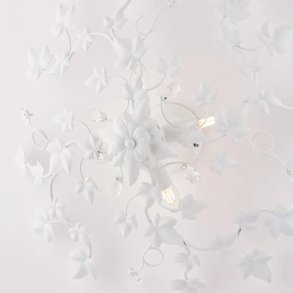 6-flammige Deckenleuchte aus Metall und Kristall für Interieurs mit anspruchsvollem Stil – Orchidea Viadurini