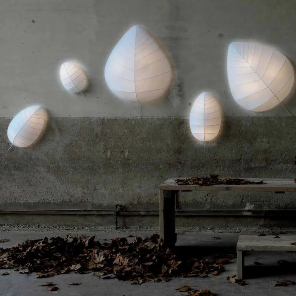 Wandleuchte in Metall und Weiß Lycra Design in 3 Dimensionen - Laub Viadurini