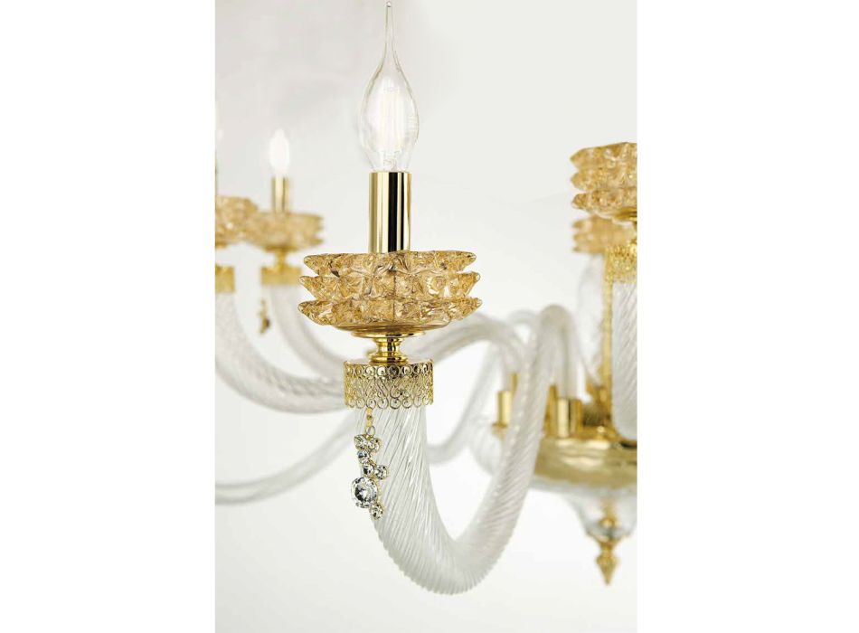 Klassische Deckenleuchte 8 Lichter aus italienischem, handgefertigtem Luxusglas - Saline Viadurini