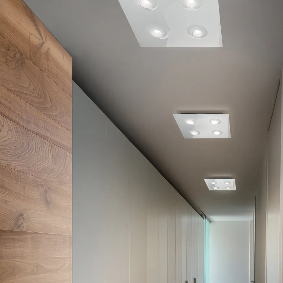 Deckenleuchte mit flacher Glasplatte mit Absenkung Made in Italy - Kora Viadurini