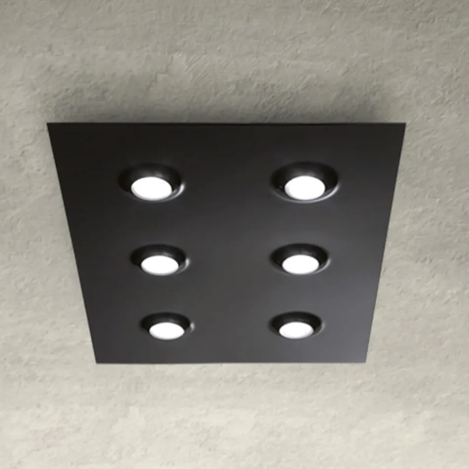 Deckenleuchte mit flacher Glasplatte mit Absenkung Made in Italy - Kora Viadurini