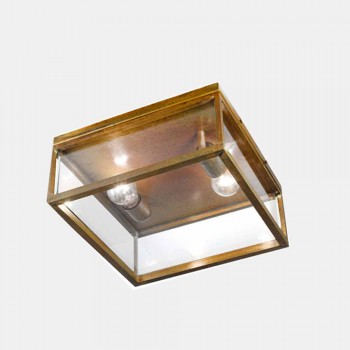 2-flammige Außen-Deckenlampe aus Messing und Vintage-Glas - Framework von Il Fanale