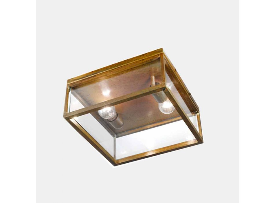 2-flammige Außen-Deckenlampe aus Messing und Vintage-Glas - Framework von Il Fanale