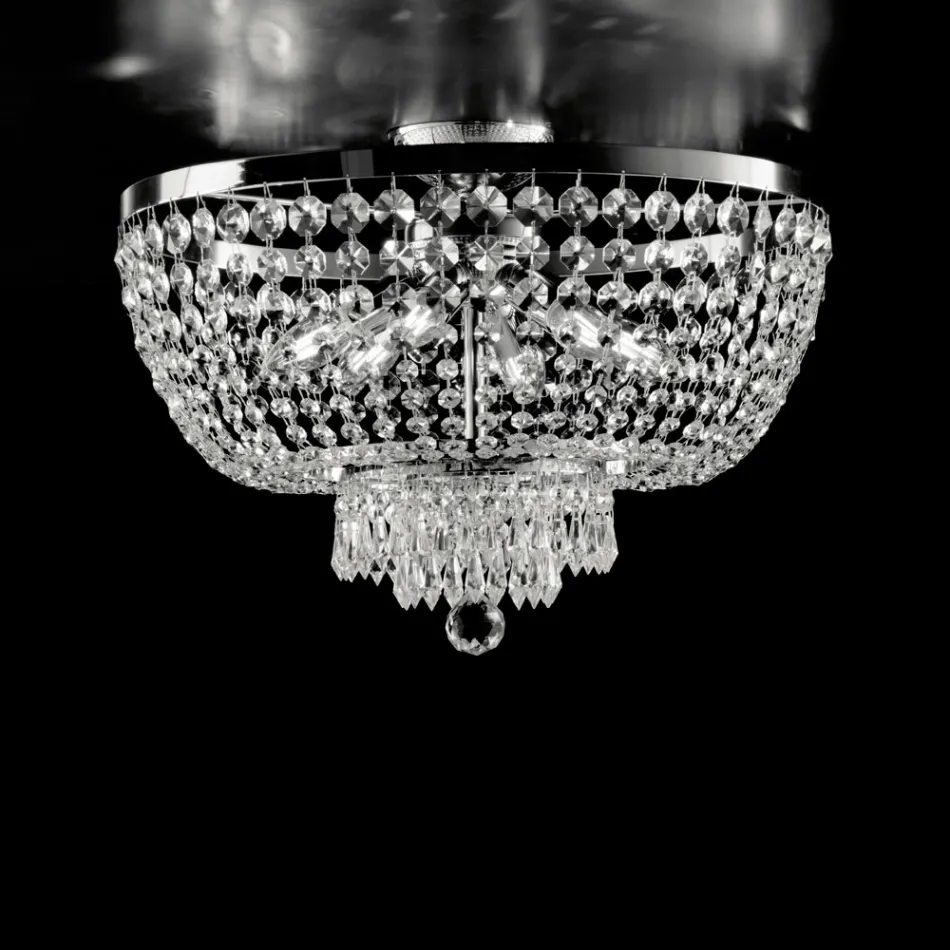 Deckenleuchte aus Eisen und Gold mit Strasssteinen, hergestellt in Italien, für die Inneneinrichtung - Österreich Viadurini