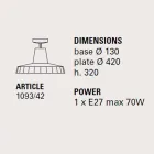 Deckenleuchte aus toskanischem Majolika und Messing, 42 cm, Rossi - Toscot Viadurini