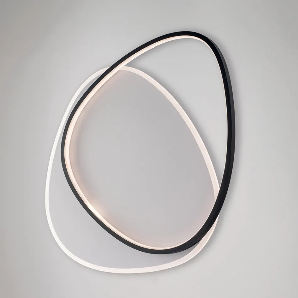 Ophiuchus LED-Deckenleuchte aus Metall, schwarz-weiß, für die Innenbeleuchtung Viadurini