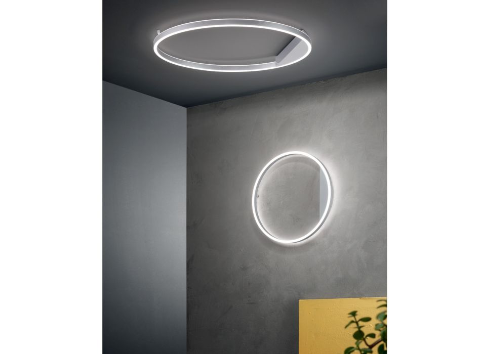 Deckenlampe aus gold oder silber lackiertem Metall mit dimmbarer LED - Waage Viadurini