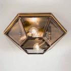 Vintage Deckenlampe aus brüniertem Messing und Glas 2 Größen - Hardcover von Il Fanale Viadurini