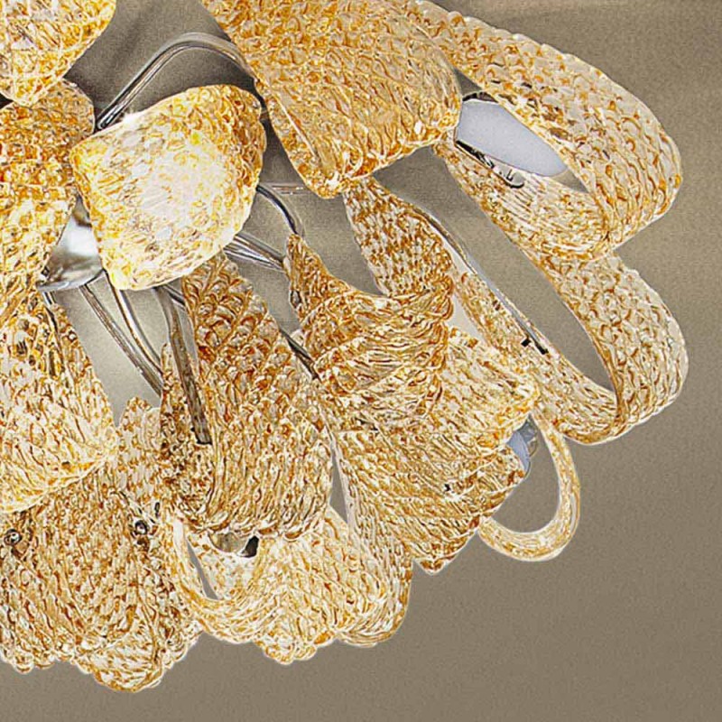 Deckenlampe aus Venedig Glas und verchromtem Metall Made in Italy