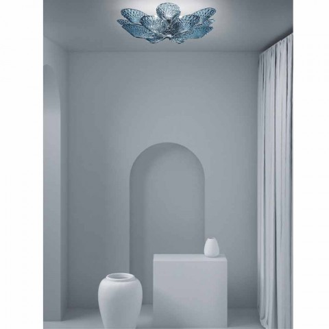 Handgefertigte blaue Deckenlampe aus venezianischem Glas Made in Italy