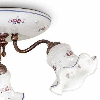 Artisan Vintage Deckenlampe aus Eisen und handbemalter Keramik - Chieti