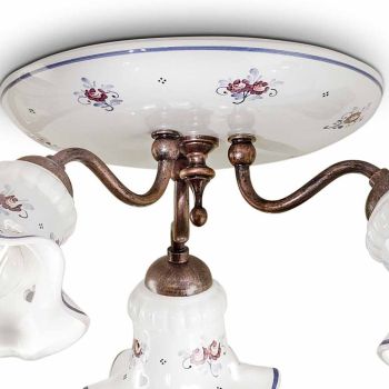 Vintage Artisan Deckenlampe aus Eisen und handbemalter Keramik - Chieti