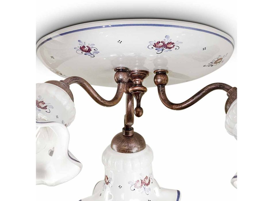 Vintage Artisan Deckenlampe aus Eisen und handbemalter Keramik - Chieti Viadurini