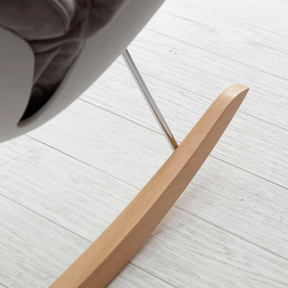 Schaukelsessel mit modernen herausnehmbaren weichen grauen Kissen Acacia Viadurini