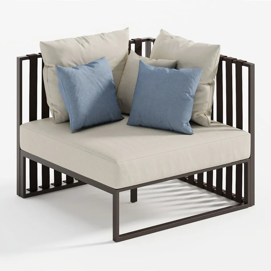 Outdoor-Sessel mit linker Ecke aus Aluminium und Gurten Made in Italy - Juliediv Viadurini