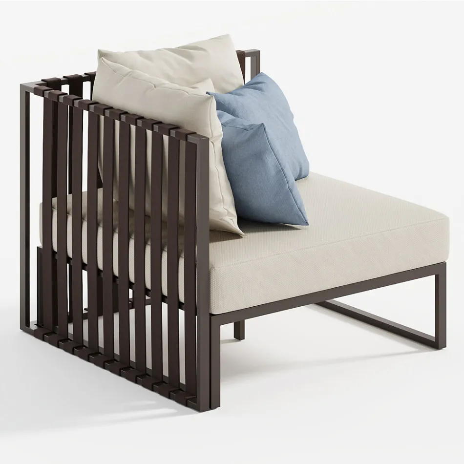 Outdoor-Sessel mit linker Ecke aus Aluminium und Gurten Made in Italy - Juliediv Viadurini