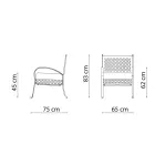 Niedriger Gartensessel aus verzinktem Stahl mit Armlehnen Made in Italy - Selvaggia Viadurini