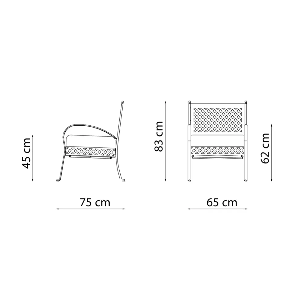 Niedriger Gartensessel aus verzinktem Stahl mit Armlehnen Made in Italy - Selvaggia Viadurini
