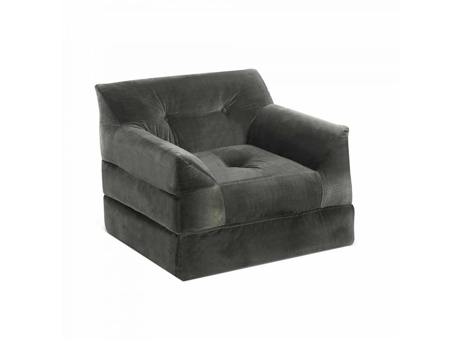Moderner Lounge Chair aus grauem Samt - Germana Viadurini