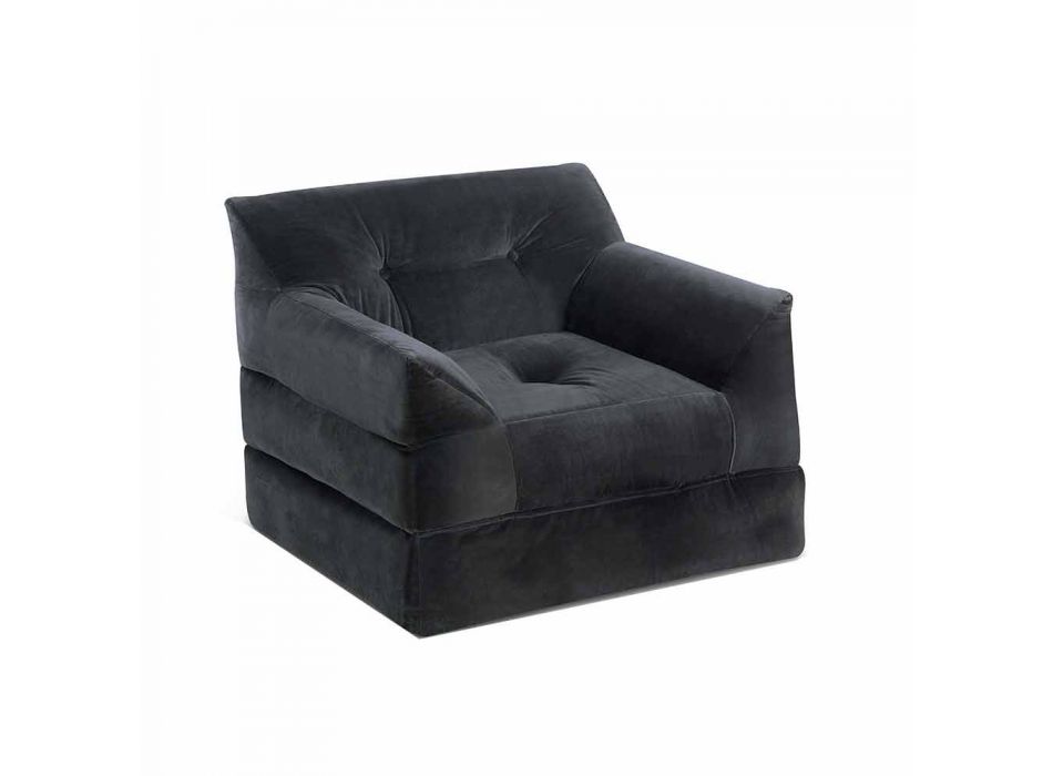 Moderner Lounge Chair aus grauem Samt - Germana Viadurini