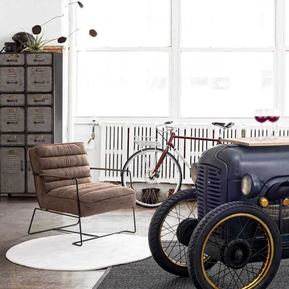 Klassischer Sessel aus Stahl und Kunstleder Braun oder Schwarz Design - Kendy Viadurini