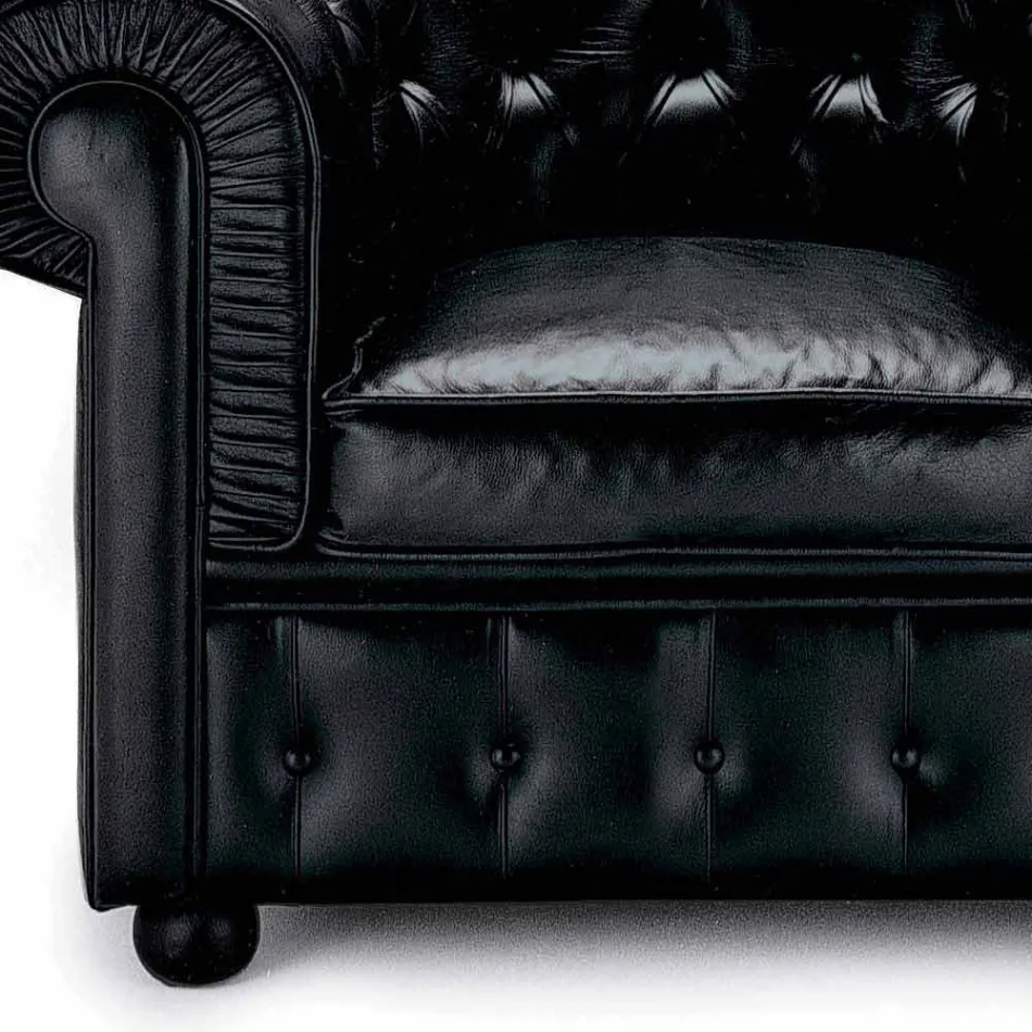 Klassischer Ledersessel mit Holzfüßen Made in Italy - Idra Viadurini